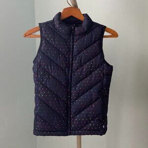 NWOT Gap Kids Navy Blue Puffer Vest with Rainbow Polka Dots sz L (12-14)